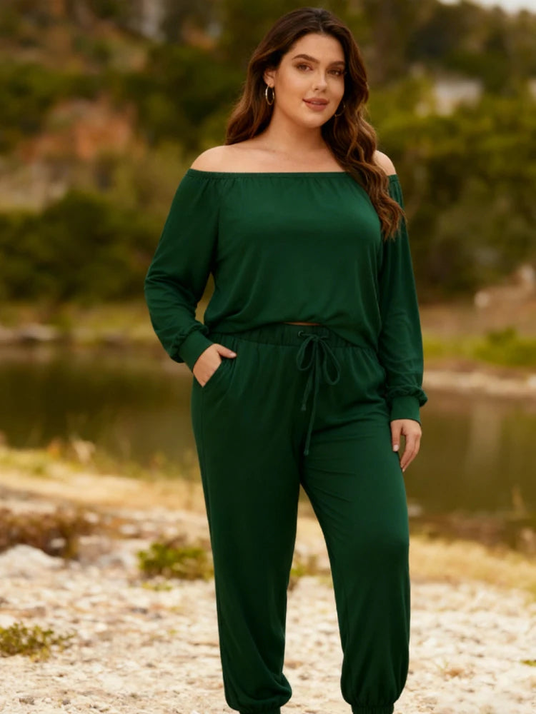 Clearance Plus Size Off-The-Shoulder Two-Piece Sets