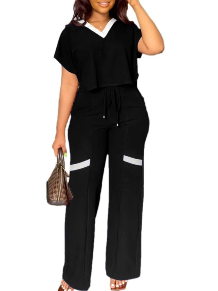 Maria Elegant Casual Short Sleeve Two Piece Sets