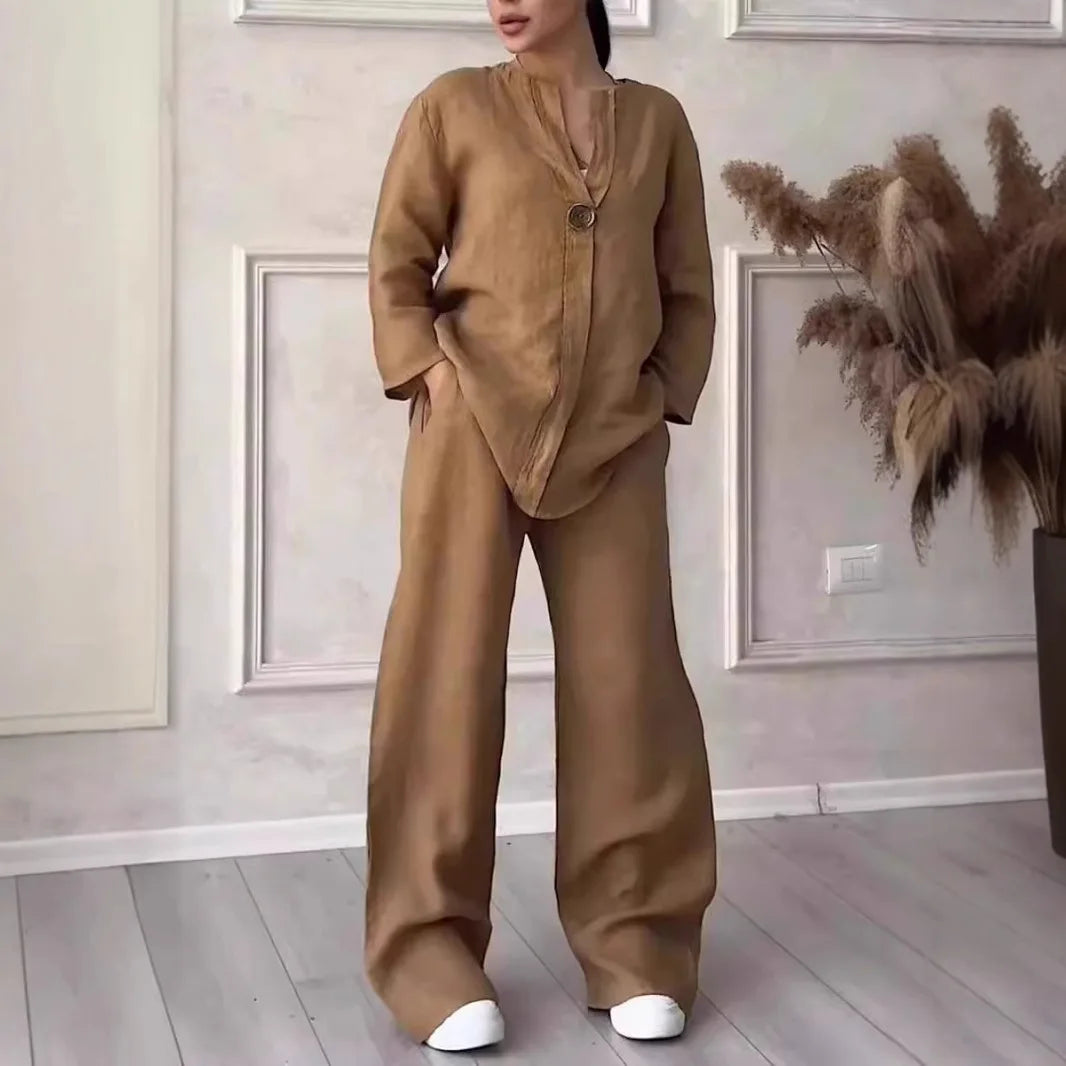 Shekina Comfortable Loose Cotton Linen Two Pieces Sets