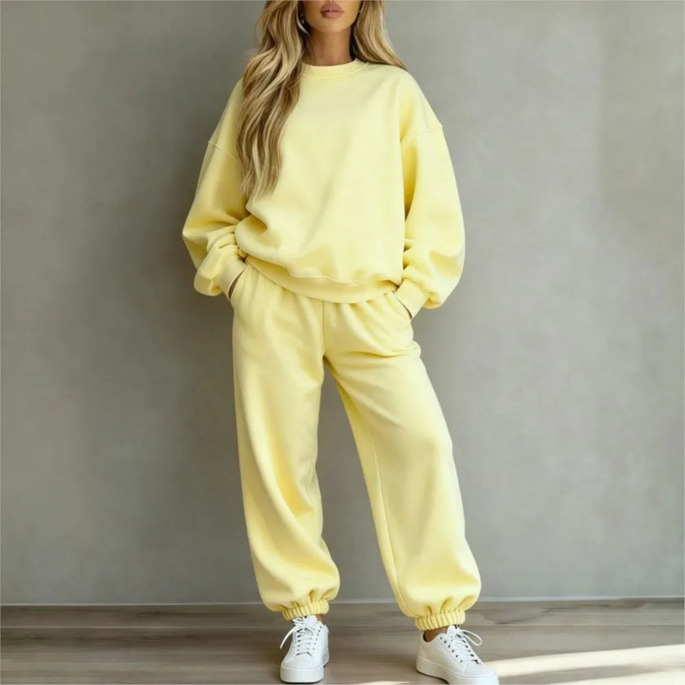 Diana Long-sleeved Casual Loose Fitting Two Piece Sets