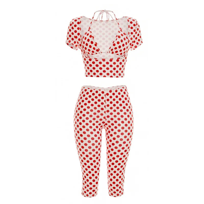 Irina Sexy Polka Dot Summer Two Piece Sets