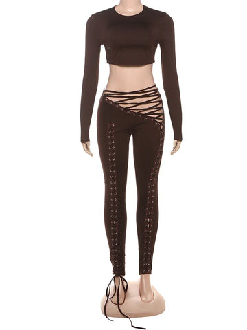 Mahopac Crop Shirring Irregular Hem Skinny Tracksuit Set