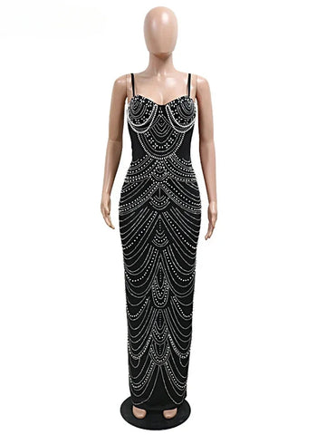 Baltimore Sparkly Crystal Rhinestone Pearl Celebrities Gown Brown Dress