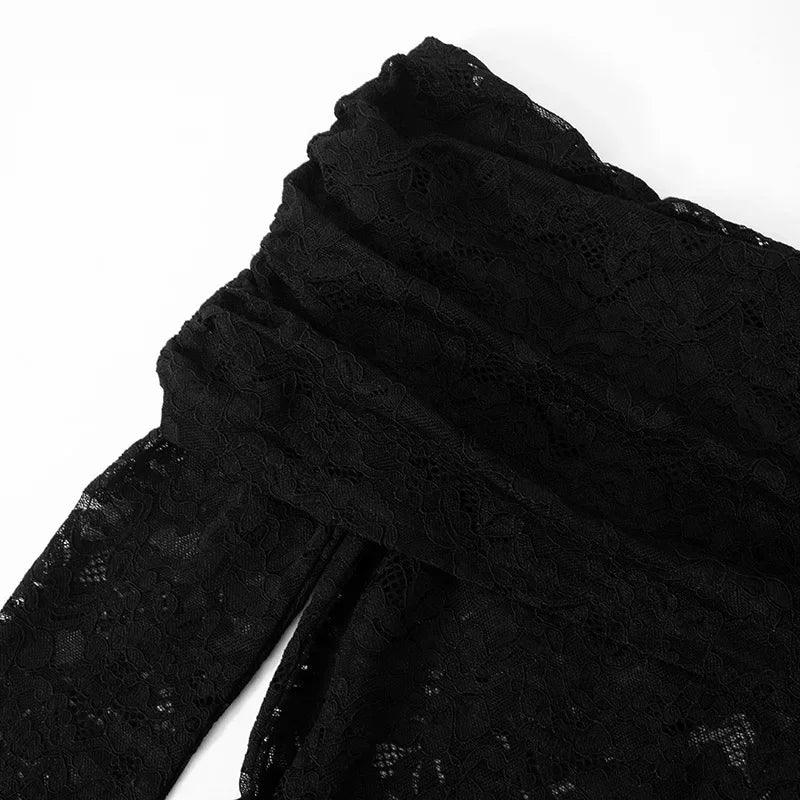 Westport Lace Sexy See Through Off-shoulder High Waist Club Party Jumpsuits