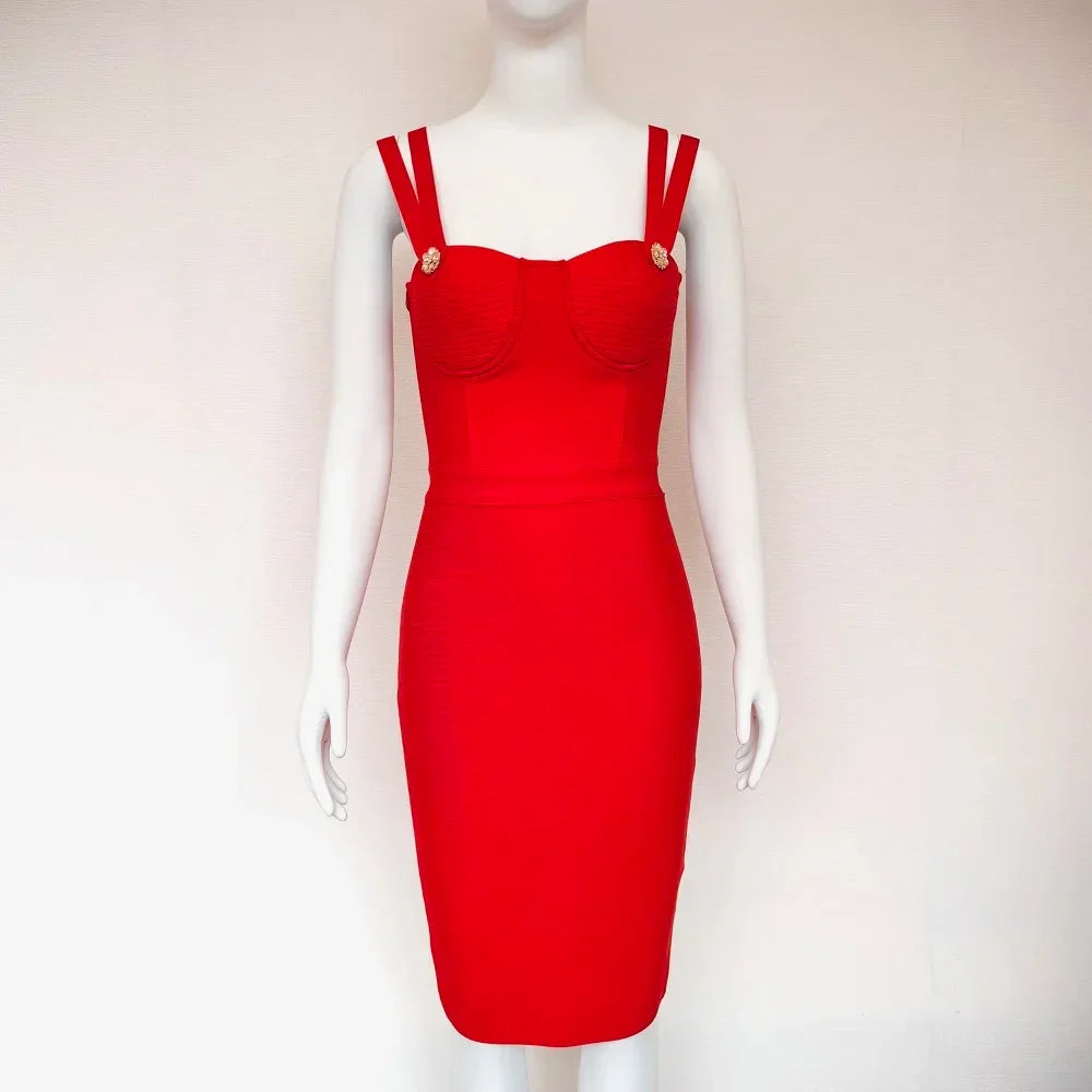 Sarnia Rhinestone Bandage Evening Date Night Maxi Spaghetti Strap Dress