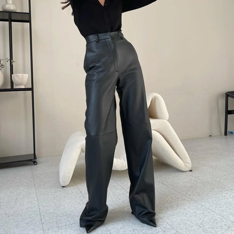 Sparta Trendy Lady Commuting Clothing High Waist Straight Trousers Women's Pants