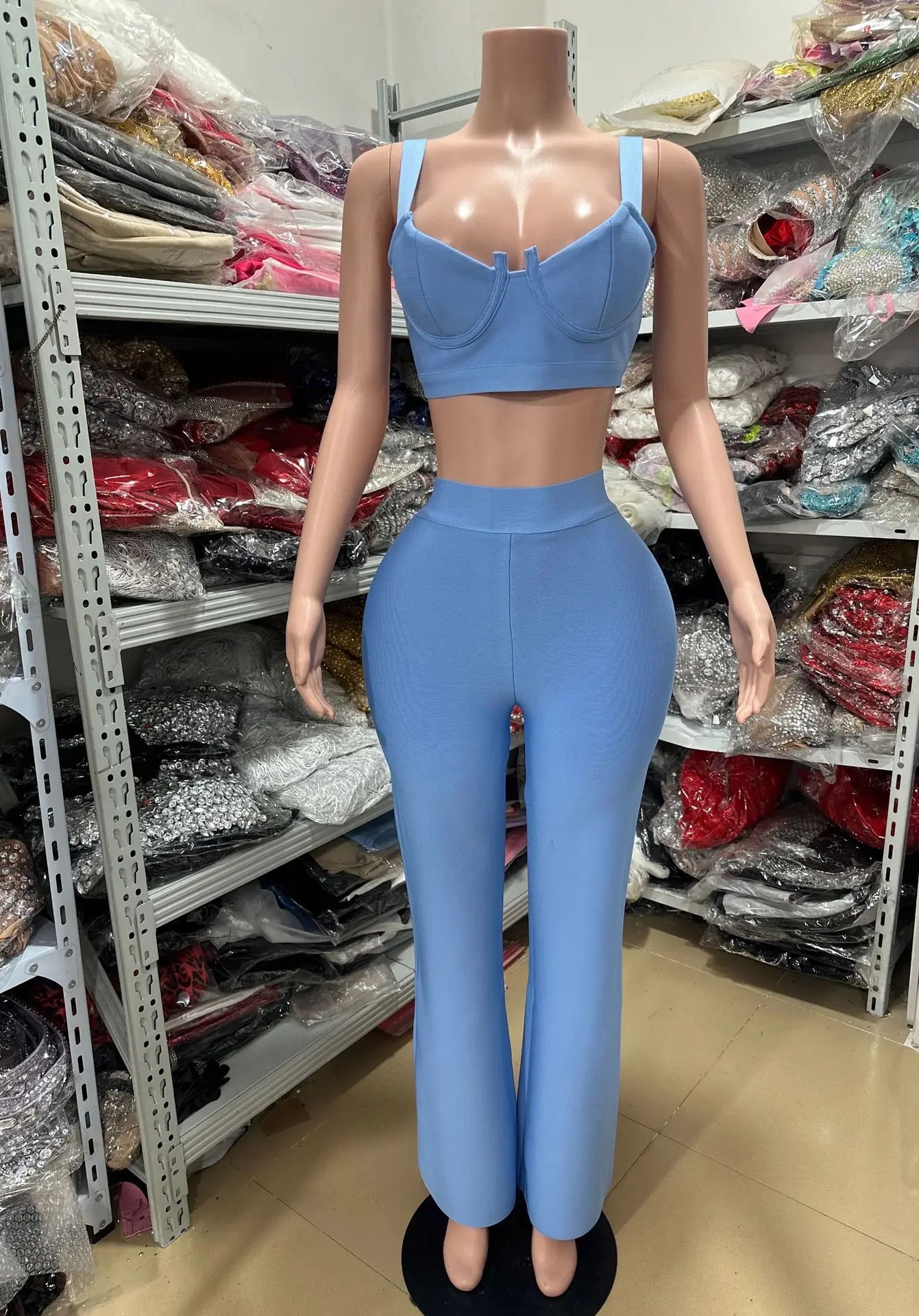 Nathalie High Waist Bodycon Elegant Two Piece Sets