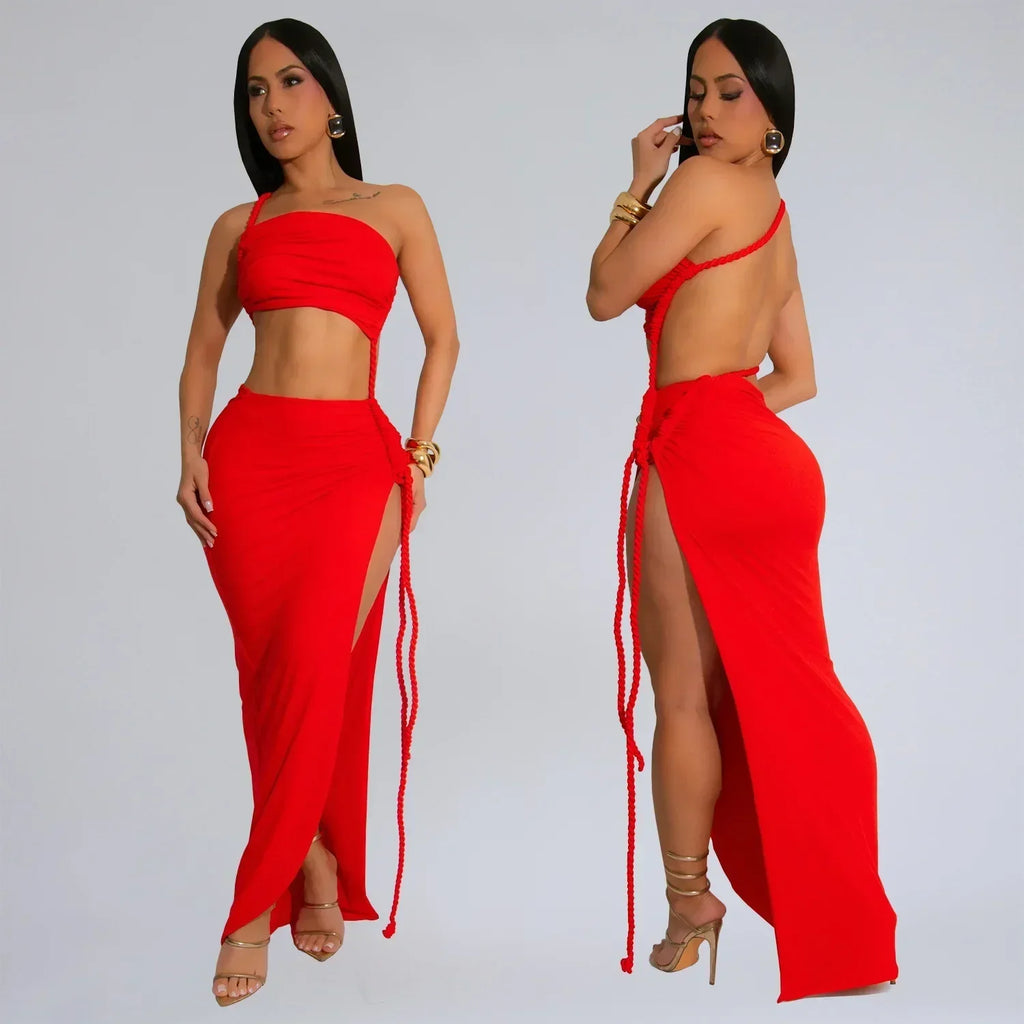 Jatnna Side Split Elegant And Sexy Two Piece Sets