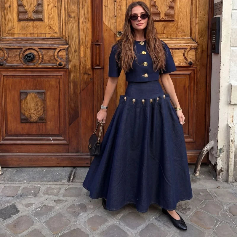 Daniela Fashion Casual Unique Metal Two Piece Sets