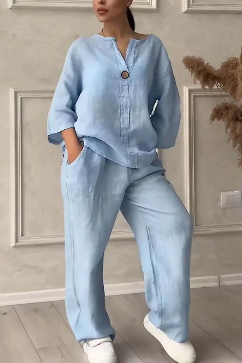 Shekina Comfortable Loose Cotton Linen Two Pieces Sets
