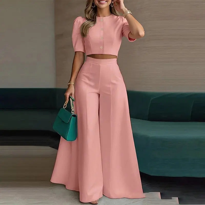 Luisa Short Sleeve Button-down Two Piece Sets