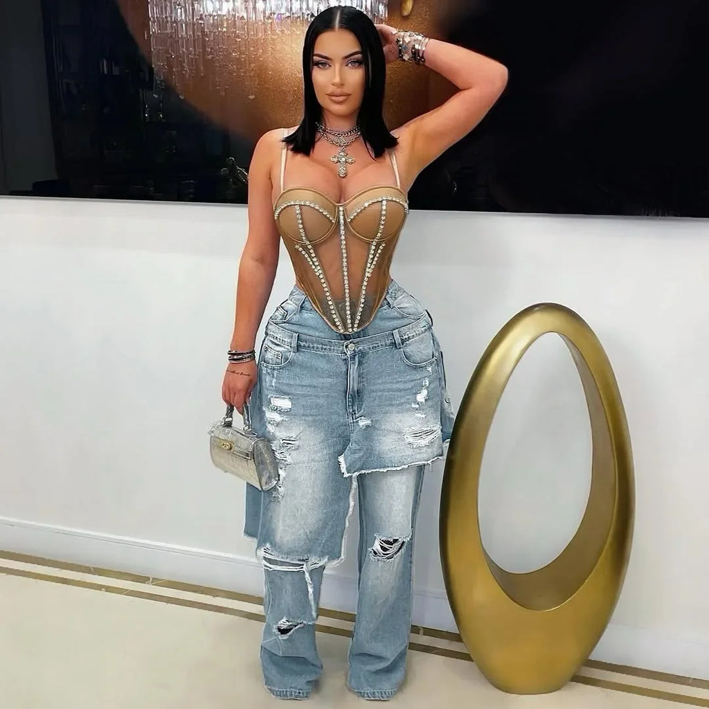 Stafford Streetwear Wide Leg Jeans Cargo High Waist Elegant High Street Denim