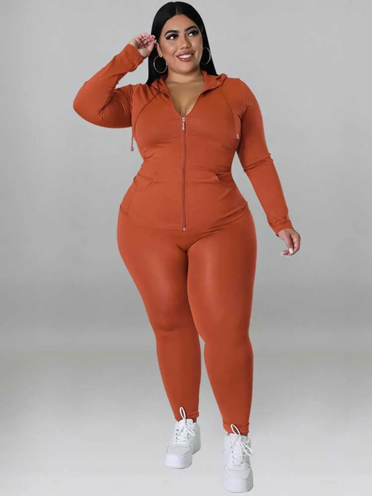 Arianna Plus Size Outfit Stretchy Two Piece Sets
