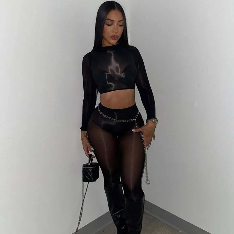 Susana Sexy Mesh See Through Two Piece Sets