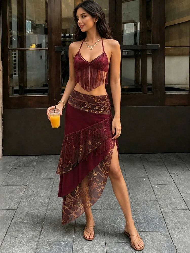 Vanessa Halter Low-Neck Backless Two Piece Sets
