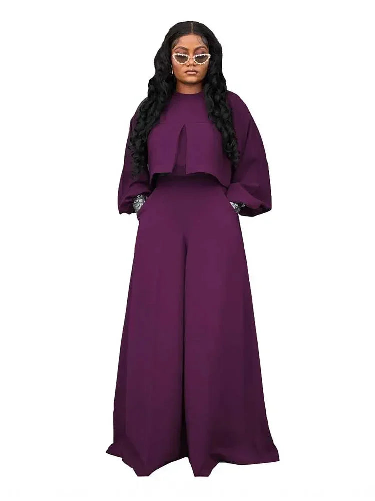 Amalia Long Sleeve Round Neck Matching Two Piece Sets