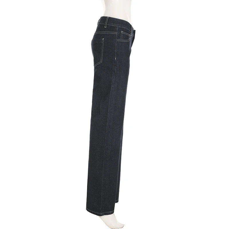 Women's Slim Fit Flared Jeans Y2K Vintage Low Rise Stretch Denim Pants