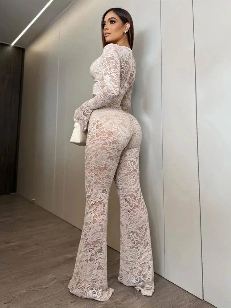 Bushwick See Through Metal Rings Patchwork Hollow Design Jumpsuit