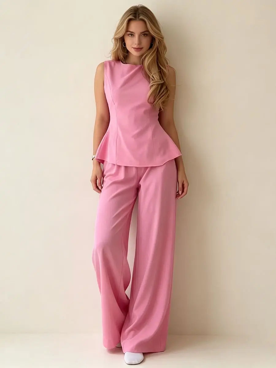 Fernanda Elegant Tie Sleeveless Casual Two Piece Sets