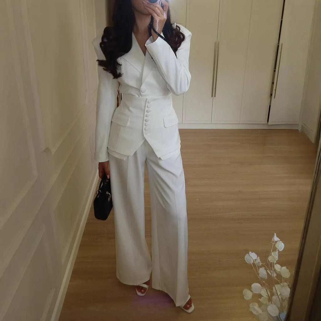 Chantal Elegant High Waist Wide Leg Two Piece Sets