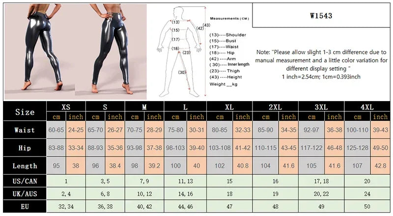 Morrestown Luster Shiny Elasticity Printing Leggings Slim Elastic Leather Pants