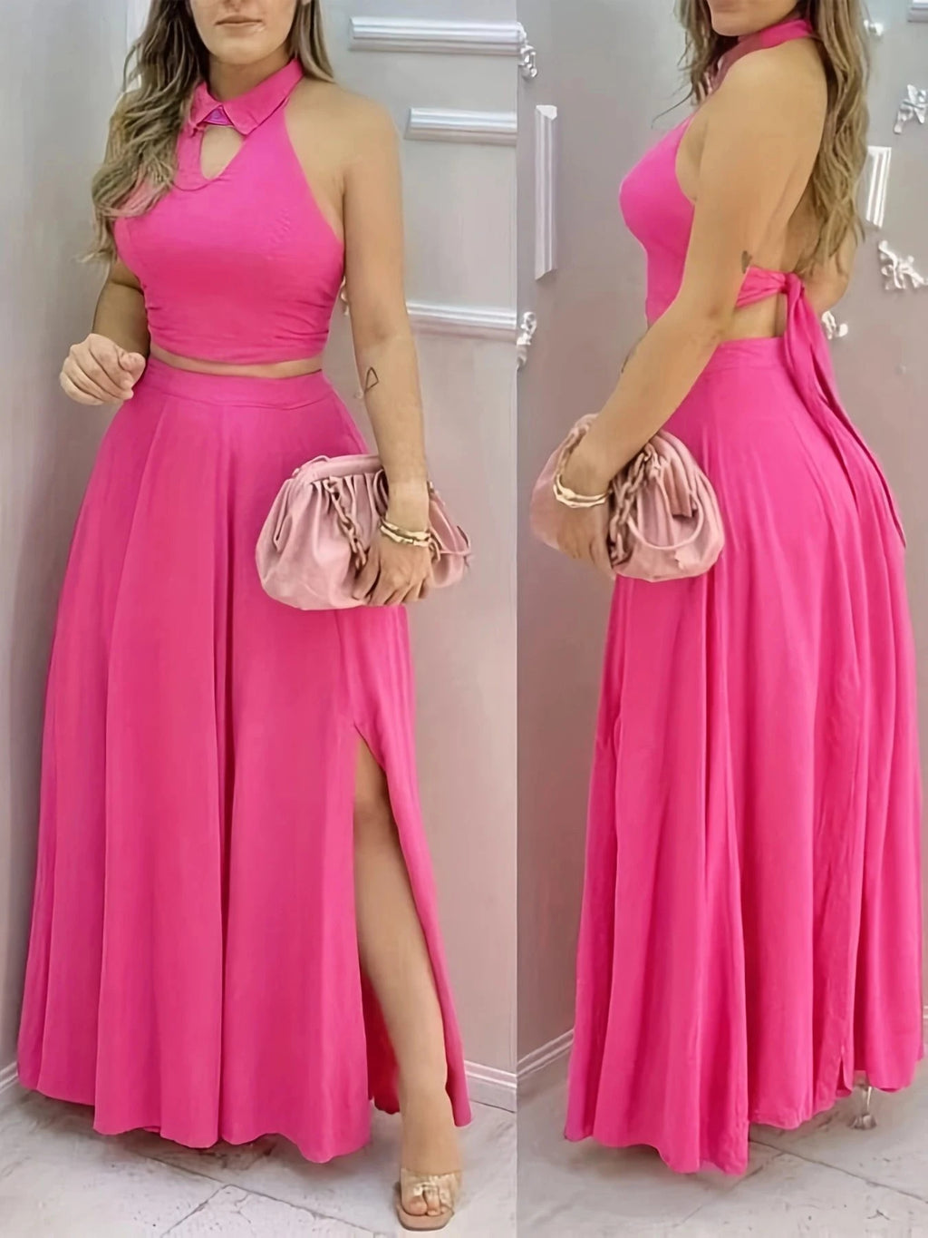 Jazmin Halter Collar Chic Outings Two Piece Sets