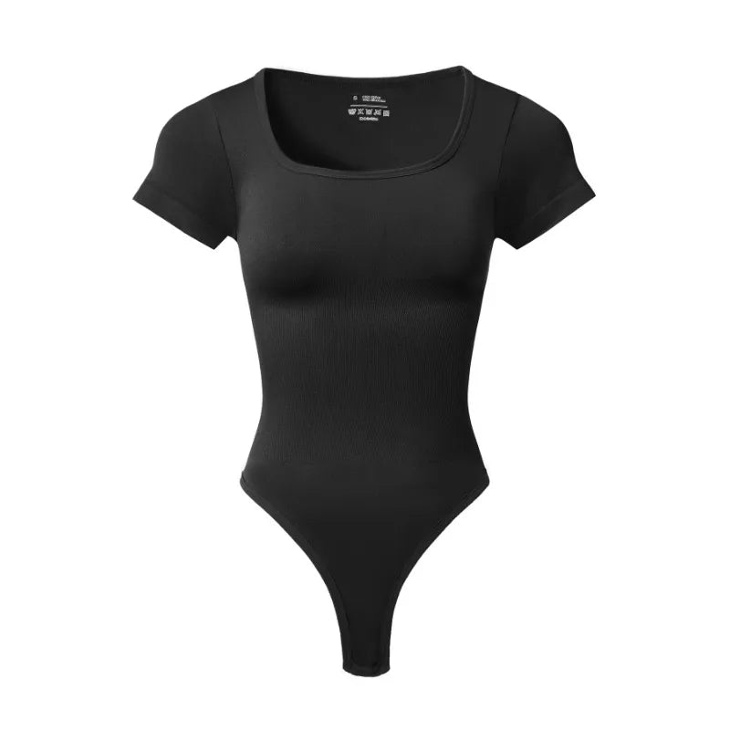 Women Plus Size Yoga Jumpsuit Seamless Square Neck High Elastic Workout Running Sport Jumpsuit