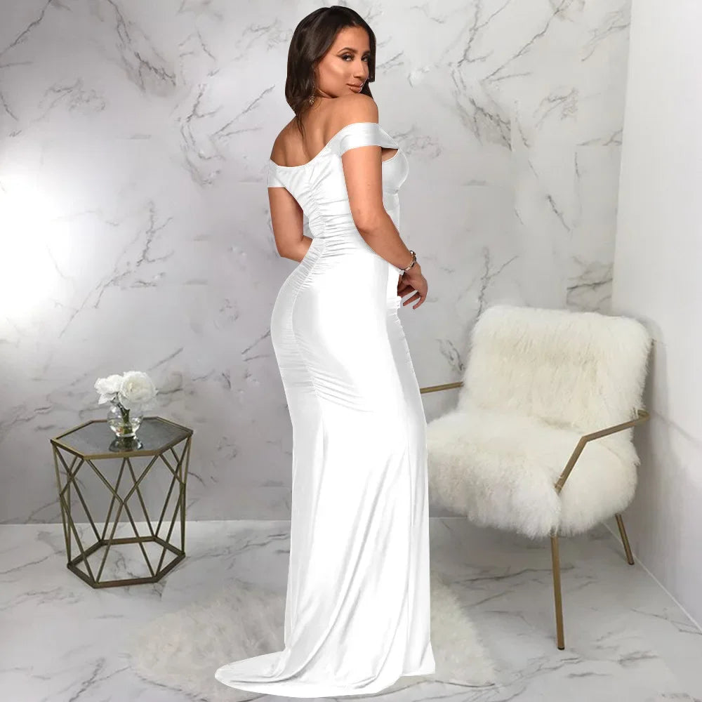 Toronto Banquet V Neck Sexy Satin Split Luxury Trailing Long Dresses
