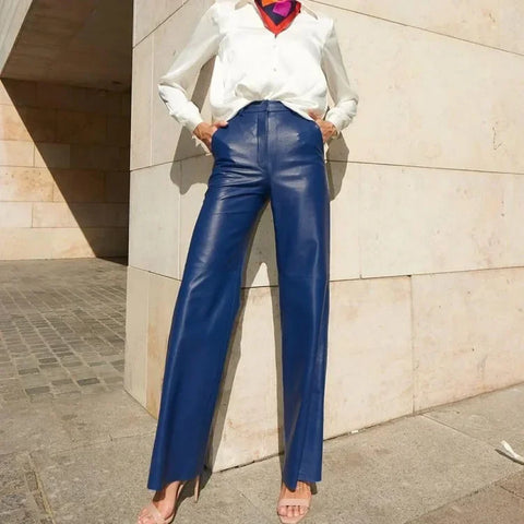 Sparta Trendy Lady Commuting Clothing High Waist Straight Trousers Women's Pants
