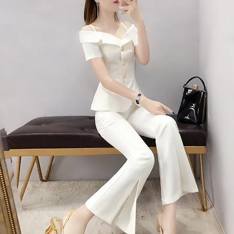 Naomi Outfit Wide Leg Trouser Suit Two Piece Sets