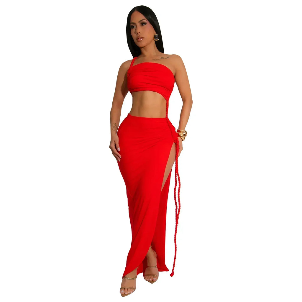 Jatnna Side Split Elegant And Sexy Two Piece Sets
