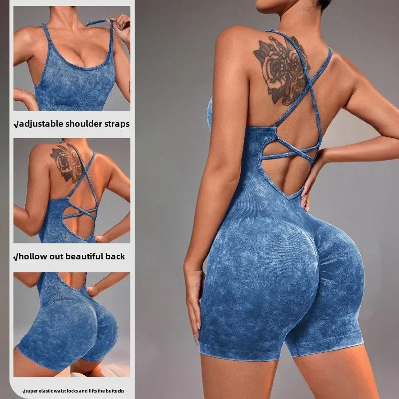 Hershey Tight Fitting High Elasticity Integrated Exercise Workwear Sports Jumpsuit
