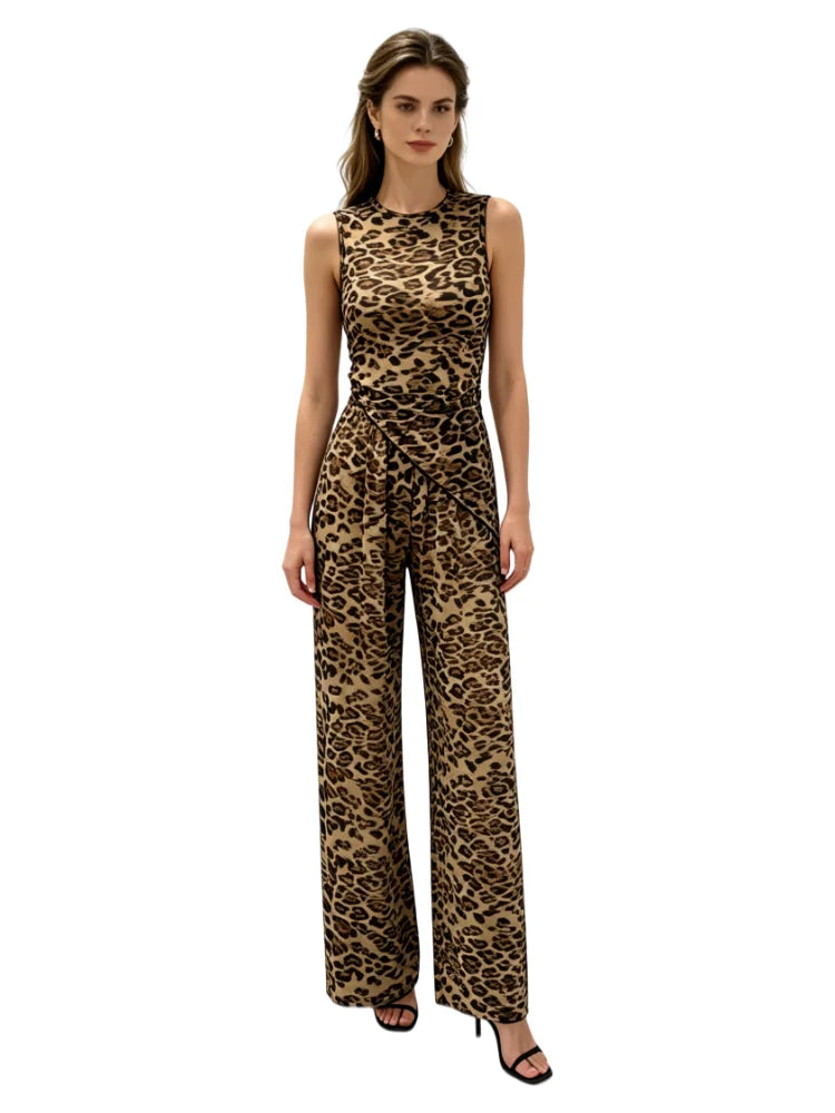 Olivia Woman's Sheer Leopard Print Two-Piece Sets