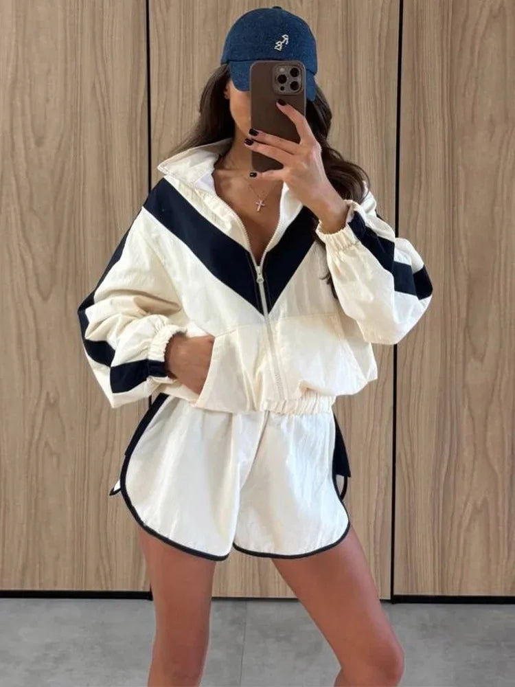 Rita Long Sleeve Zipper Ruched Loose Two Piece Sets