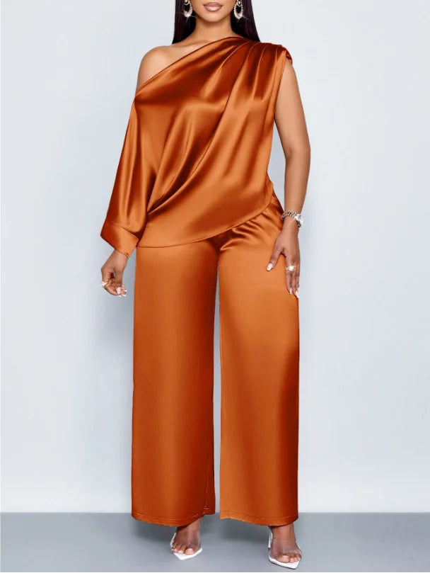 Amelia Skew Collar Sexy Slim Fit Two Piece Sets