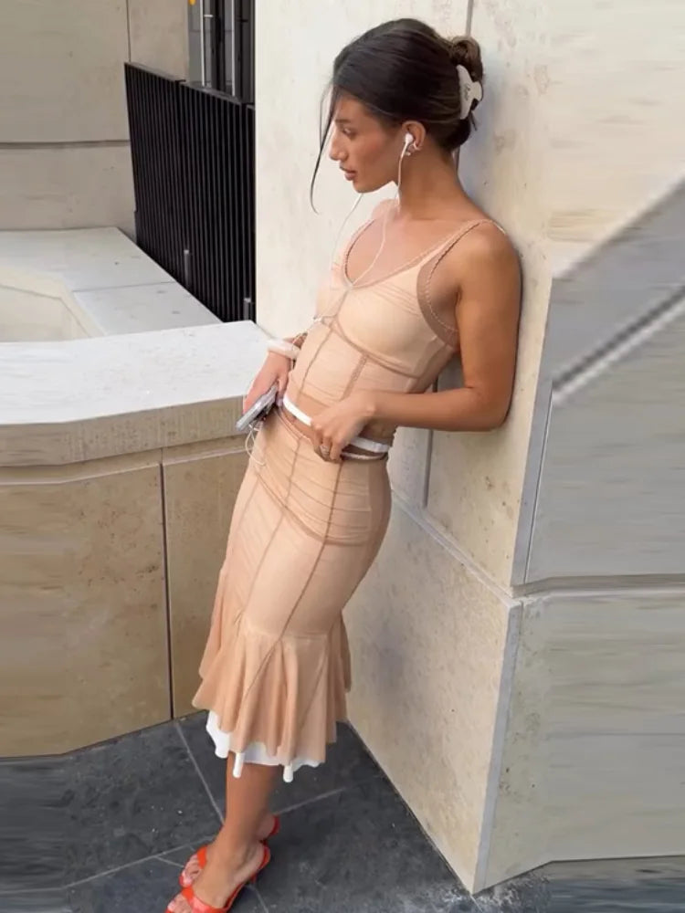 Helen V-neck Sleeveless Elegant Chic Two Piece Sets