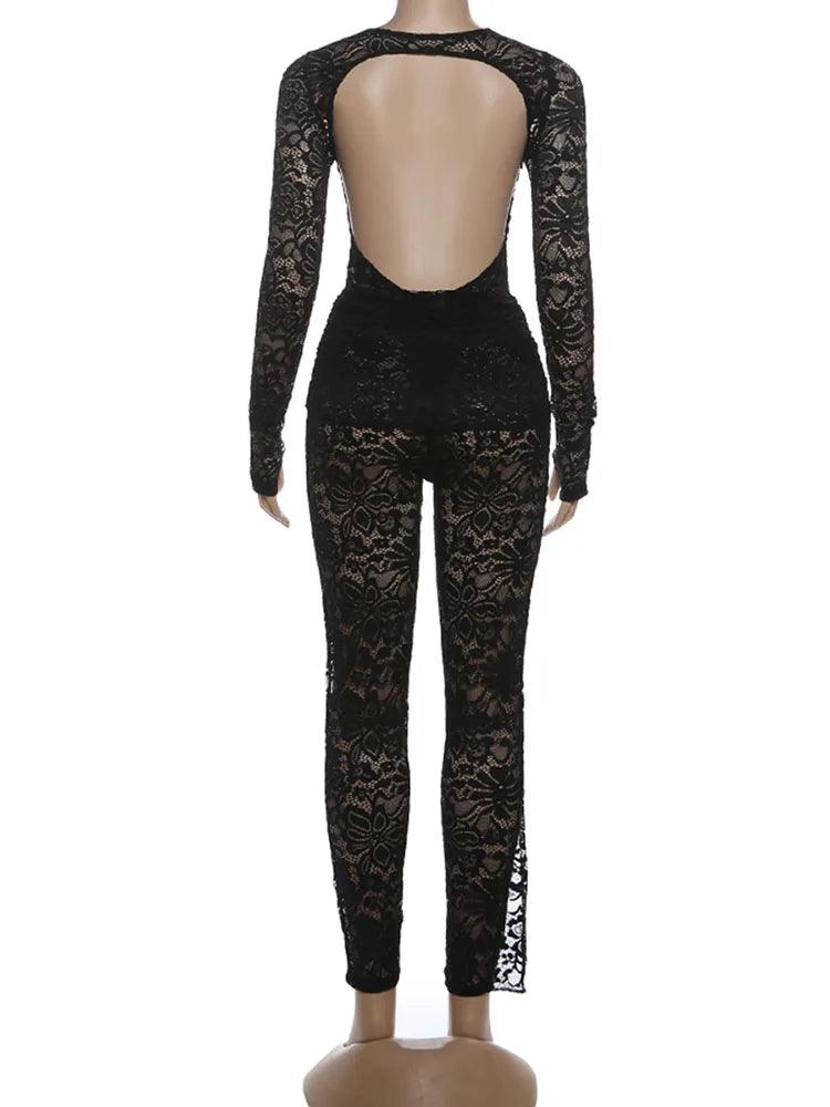 Crown Heights Puss Jacquard Hipster Coquette Backless Flanging Ribbon Jumpsuit
