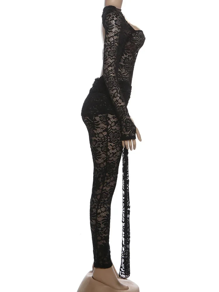 Crown Heights Puss Jacquard Hipster Coquette Backless Flanging Ribbon Jumpsuit