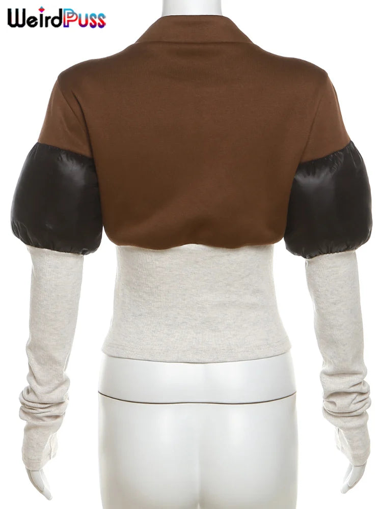 Spotswood Patchwork Long Sleeve Jacket Chic Zip Hipster Trend Coat Outwear