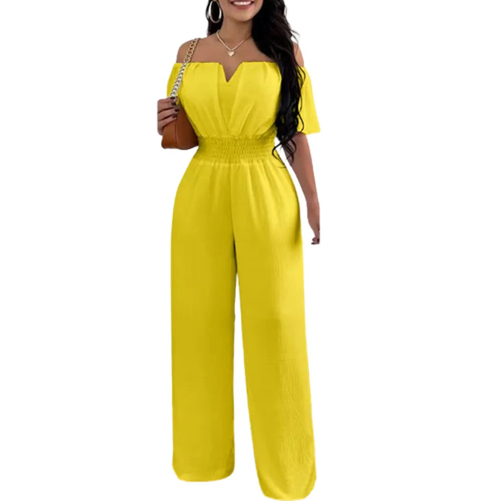 Jumpsuits for Women Summer Fashion Off Shoulder Casual Sleeve Wide Leg&nbsp; Sexy Slim Ladies