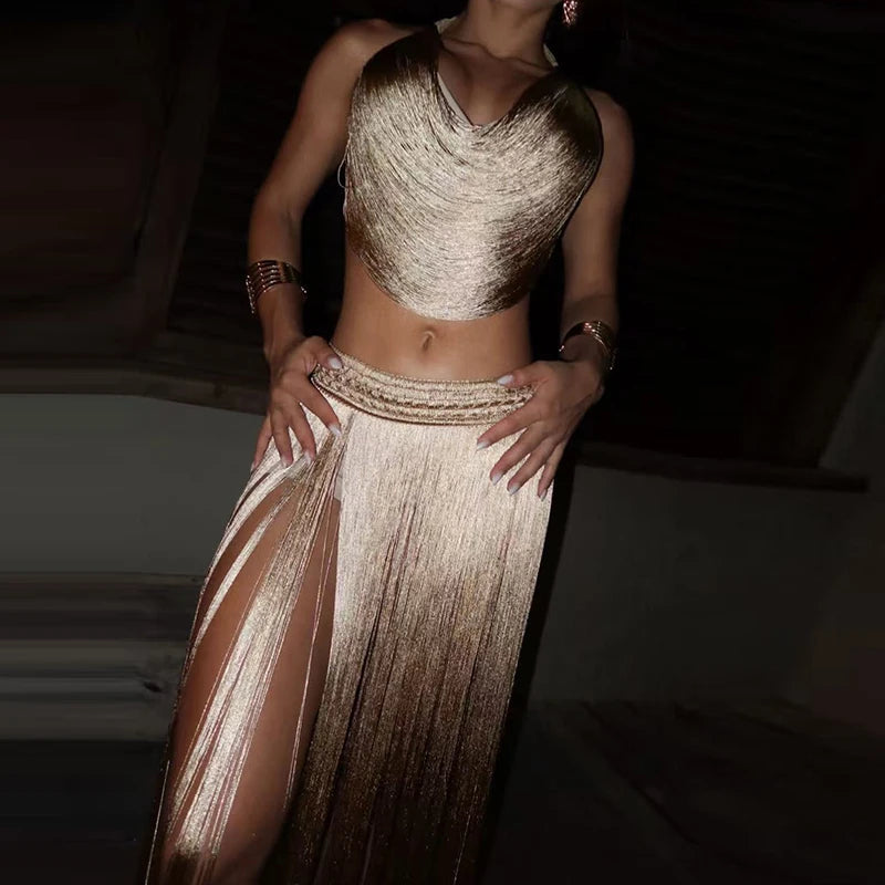 Tatiana Suit Sexy Halter Cropped Two Piece Sets