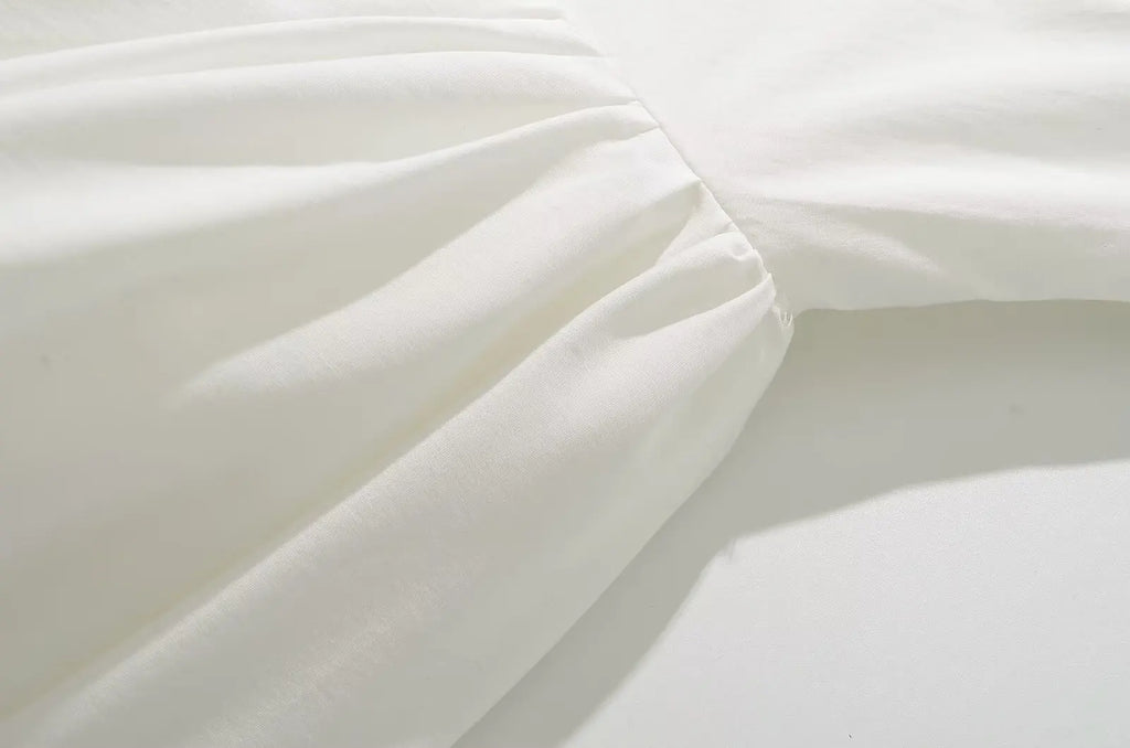 Keasbey Fit Flare White Short Sleeve Low Waist Elegant Party Dress