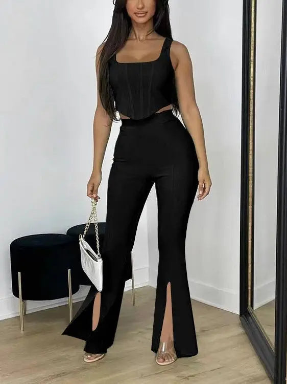 Rafaela Pure Color Fashionable Leisure Outfit Two-Piece Sets