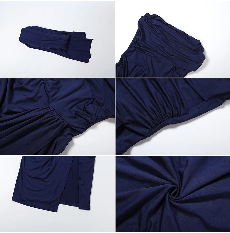Madrid Folds Elegant Long Ribbon High Slit Chest Wrap Maxi Dress