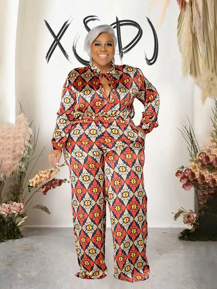 Masha Long Sleeve Outfit Plus Size Two Piece Sets