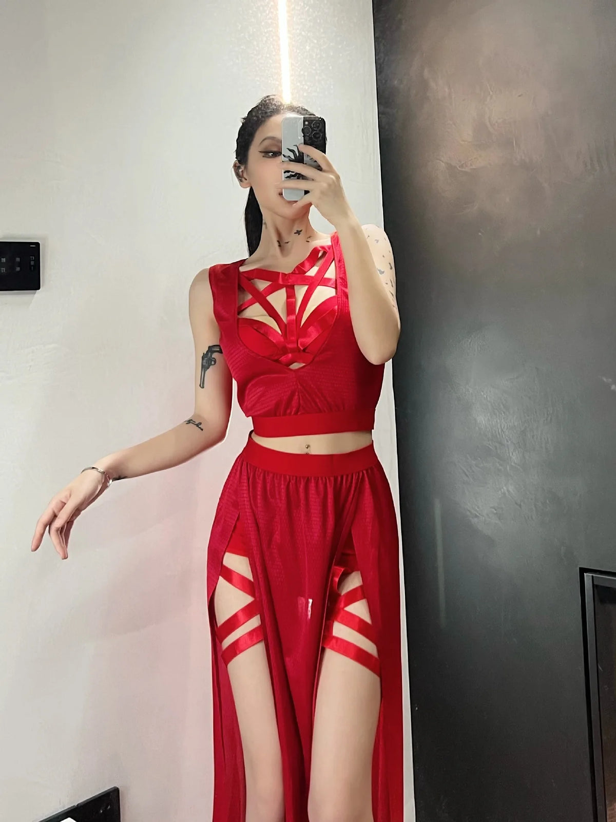 Leslie Goth Club Mesh Sexy Summer Two Piece Sets