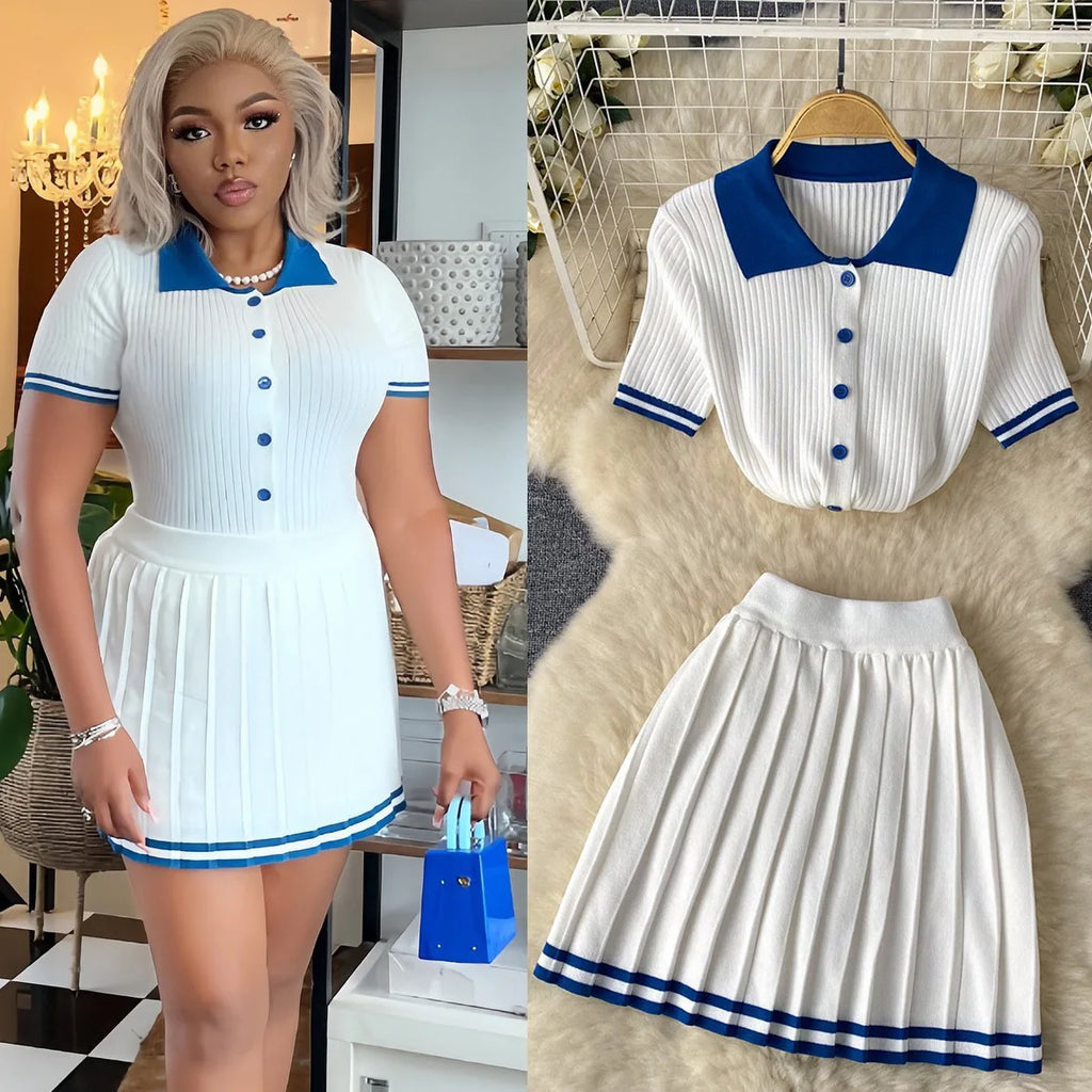 Fernanda Casual Streetwear Pleated Elegant Two Piece Sets
