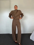Ashley Minimalist Lapel Long Sleeve Two Piece Sets