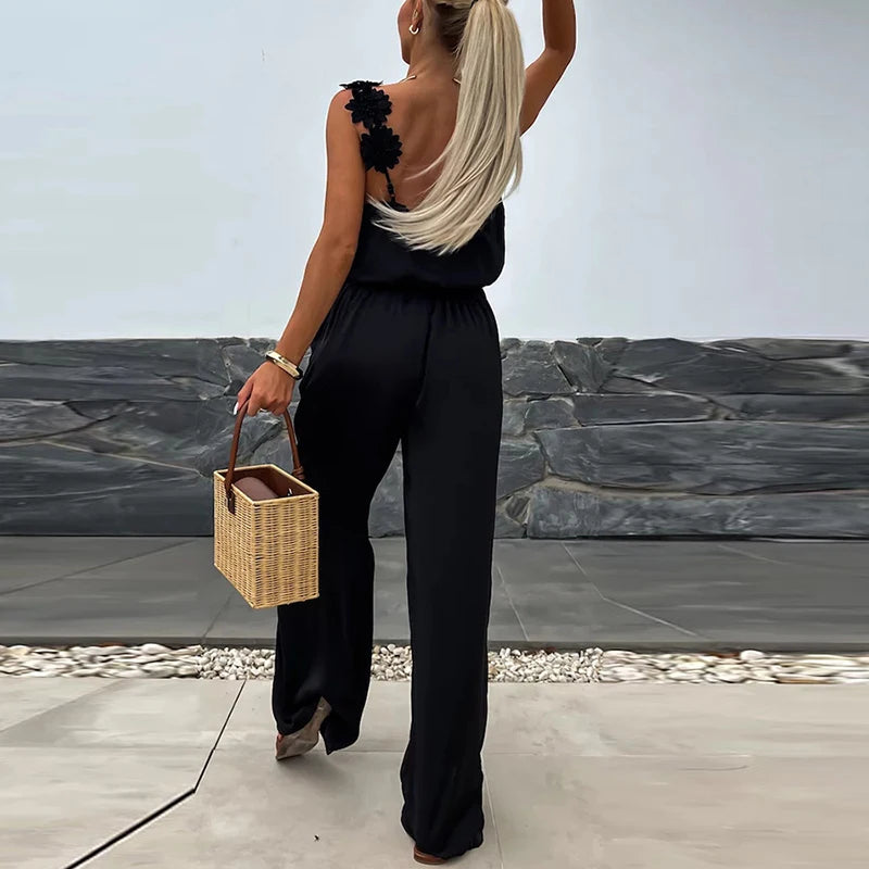 Female Jumpsuit For Women Casual Summer Solid Loose Long Jumpsuit Overalls Female