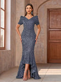 Miami Elegant Sequin Evening Gown Stunning Long Ruched Maxi Dress